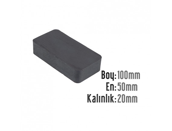 Boy: 100mm - En:50mm - Kalınlık: 20mm Ferrit Mıknatıs