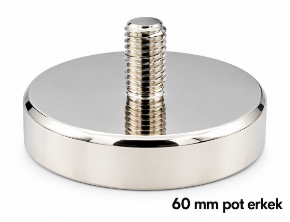 60 mm Neodyum Pot Erkek Mıknatıs