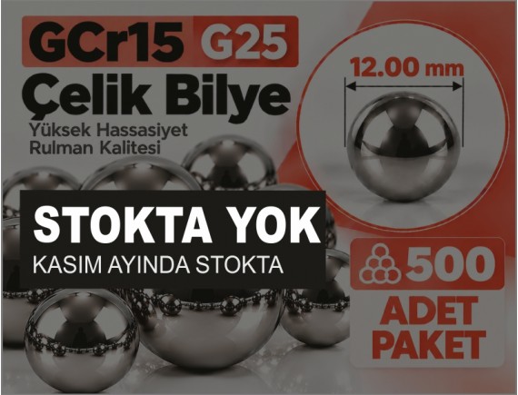 GCr15 G25 Çelik Bilye 12 mm (500 Adet Paket)