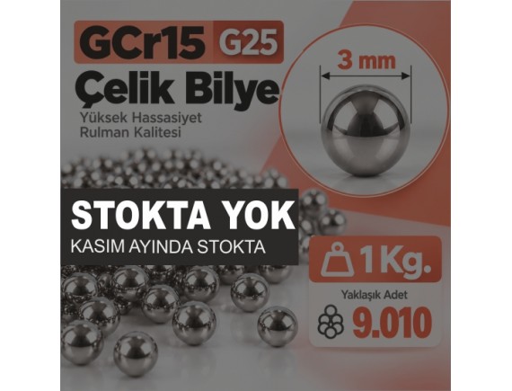 GCr15 G25 Çelik Bilye 3 mm (1 Kg. / 9.010 Adet)