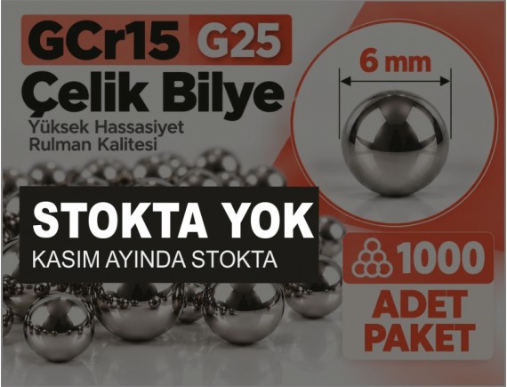 GCr15 G25 Çelik Bilye 6 mm (1.000 Adet Paket)