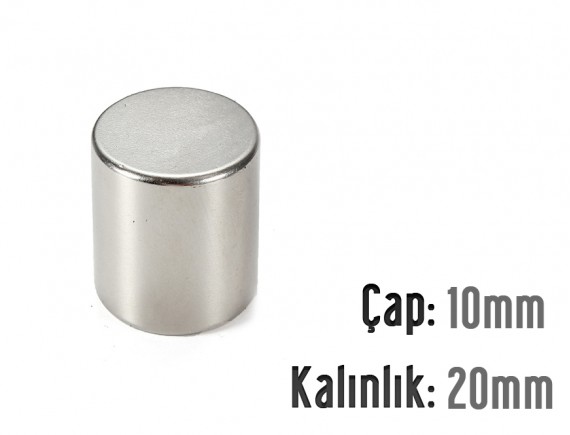 Çap: 10mm x Kalınlık: 20mm Neodyum Mıknatıs