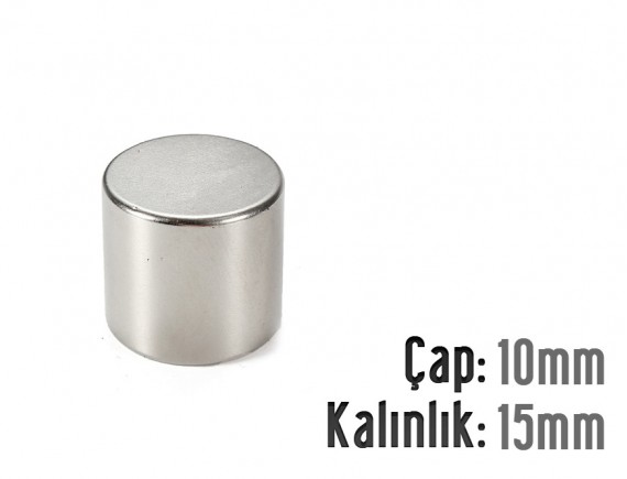 Çap: 10mm x Kalınlık: 15mm Neodyum Mıknatıs