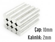 Çap: 10mm x Kalınlık: 2mm Neodyum Mıknatıs
