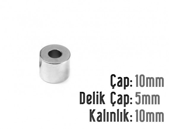 Çap 10mm X Del.Çapı 5mm X Kalınlık 10mm HALKA Mıknatıs