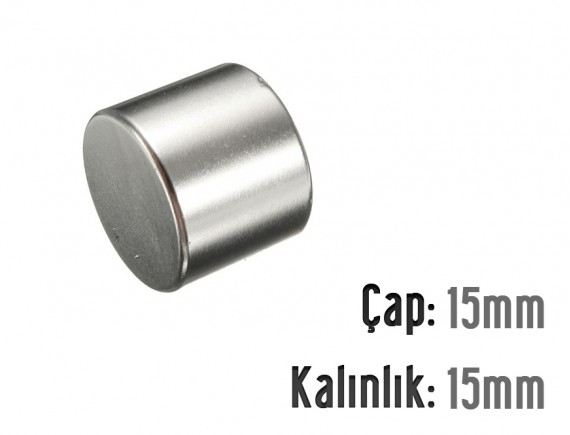 Çap: 15mm x Kalınlık: 15mm Neodyum Mıknatıs