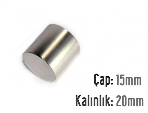 Çap: 15mm x Kalınlık: 20mm Neodyum Mıknatıs