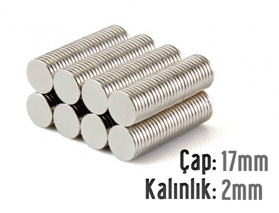 Çap: 17mm x Kalınlık: 2mm Neodyum Mıknatıs