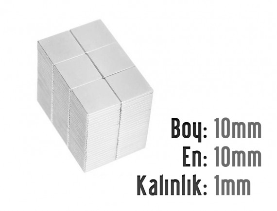 Boy: 10mm - En: 10mm - Kalınlık: 1mm Neodyum Mıknatıs