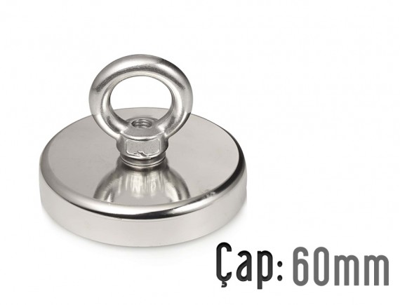 60mm Neodyum Pot Kanca Mıknatıs