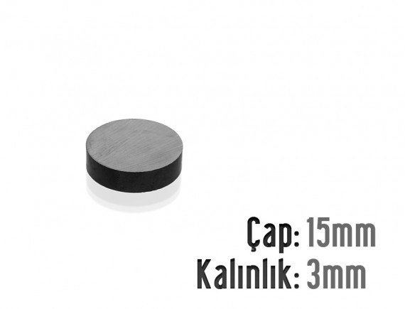 Çap: 15mm X Kalınlık: 3mm Ferrit Mıknatıs