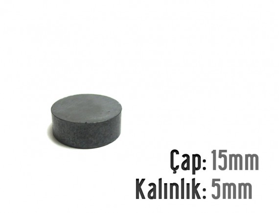 Çap: 15mm X Kalınlık: 5mm Ferrit Mıknatıs