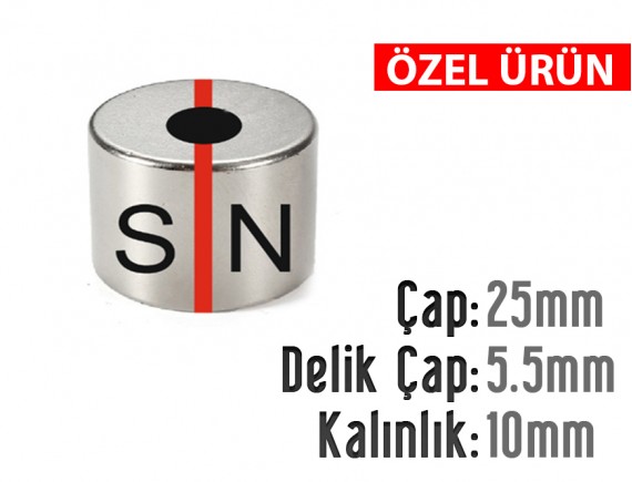 ÇAP 25MM X DEL.ÇAPI 5,5MM X KALINLIK 10MM N/S MIKNATIS ( SEPERATÖR )
