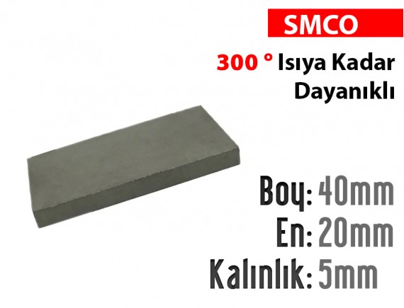 BOY: 40MM - EN: 20MM - KALINLIK: 5MM SMCO MIKNATIS