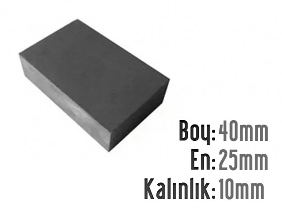 Boy: 40mm - En:25mm - Kalınlık: 10mm Ferrit Mıknatıs