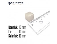 Boy: 10mm - En: 10mm - Kalınlık: 10mm Neodyum Küp Mıknatıs