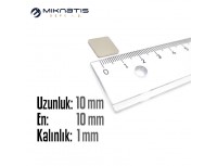 Boy: 10mm - En: 10mm - Kalınlık: 1mm Neodyum Mıknatıs
