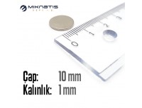 Çap: 10mm x Kalınlık: 1mm Neodyum Mıknatıs