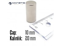 Çap: 10mm x Kalınlık: 20mm Neodyum Mıknatıs
