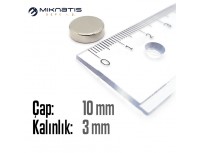 Çap: 10mm x Kalınlık: 3mm Neodyum Mıknatıs