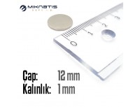 Çap: 12mm x Kalınlık: 1mm Neodyum Mıknatıs