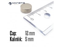 Çap: 12mm x Kalınlık: 5mm Neodyum Mıknatıs
