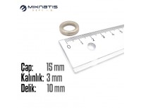 Çap 15mm X Del.Çapı 10mm X Kalınlık 3mm HALKA Neodyum Mıknatıs