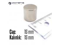Çap: 15mm x Kalınlık: 15mm Neodyum Mıknatıs