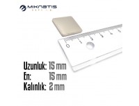 Boy: 15mm - En: 15mm - Kalınlık: 2mm Neodyum
