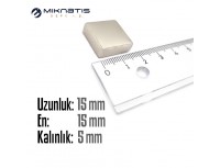 Boy: 15mm - En:15mm - Kalınlık: 5mm Neodyum