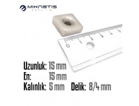 Boy: 15mm - En: 15mm - Delik Çap 8/4 Kalınlık: 5mm Havşalı Mıknatıs