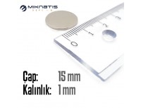 Çap: 15mm x Kalınlık: 1mm Neodyum Mıknatıs