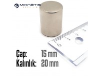 Çap: 15mm x Kalınlık: 20mm Neodyum Mıknatıs