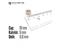 Çap 15mm X Del.Çapı 5,5mm X Kalınlık 5mm HALKA Neodyum Mıknatıs