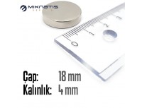 Çap: 18mm x Kalınlık: 4mm Neodyum Mıknatıs