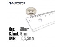 Çap 20mm X Delik çap 10 / 5,5 X Kalınlık 5mm Havşalı Mıknatıs