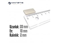 Boy: 20mm - En: 10mm - Kalınlık: 2mm Neodyum Mıknatıs
