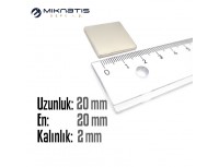 Boy: 20mm - En: 20mm - Kalınlık: 2mm Neodyum Mıknatıs