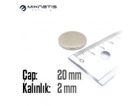 Çap: 20mm x Kalınlık: 2mm Neodyum Mıknatıs