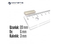 Boy: 20mm - En:6mm - Kalınlık: 3mm Neodyum Mıknatıs