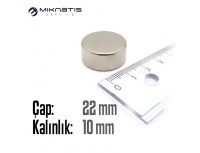 Çap: 22mm x Kalınlık: 10mm Neodyum Mıknatıs