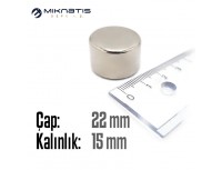 Çap: 22mm x Kalınlık: 15mm Neodyum Mıknatıs