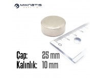 Çap: 25mm x Kalınlık: 10mm Neodyum Mıknatıs