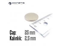 Çap: 25mm x Kalınlık: 2.5mm Neodyum Mıknatıs