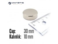 Çap: 30mm x Kalınlık: 10mm Neodyum Mıknatıs