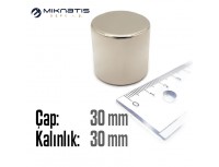 Çap: 30mm x Kalınlık: 30mm Neodyum Mıknatıs