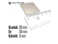 Boy: 30mm - En: 30mm - Kalınlık: 2mm Neodyum Mıknatıs