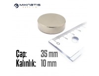 Çap: 35mm x Kalınlık: 10mm Neodyum Mıknatıs