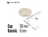 Çap: 35mm x Kalınlık: 5mm Neodyum Mıknatıs