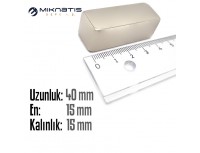 Boy: 40mm - En: 15mm - Kalınlık: 15mm Neodyum Mıknatıs